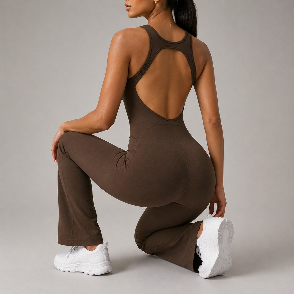 Horn yoga jumpsuit beautiful back elastic body shaping fitness suit tight fitting vest sportswear for women