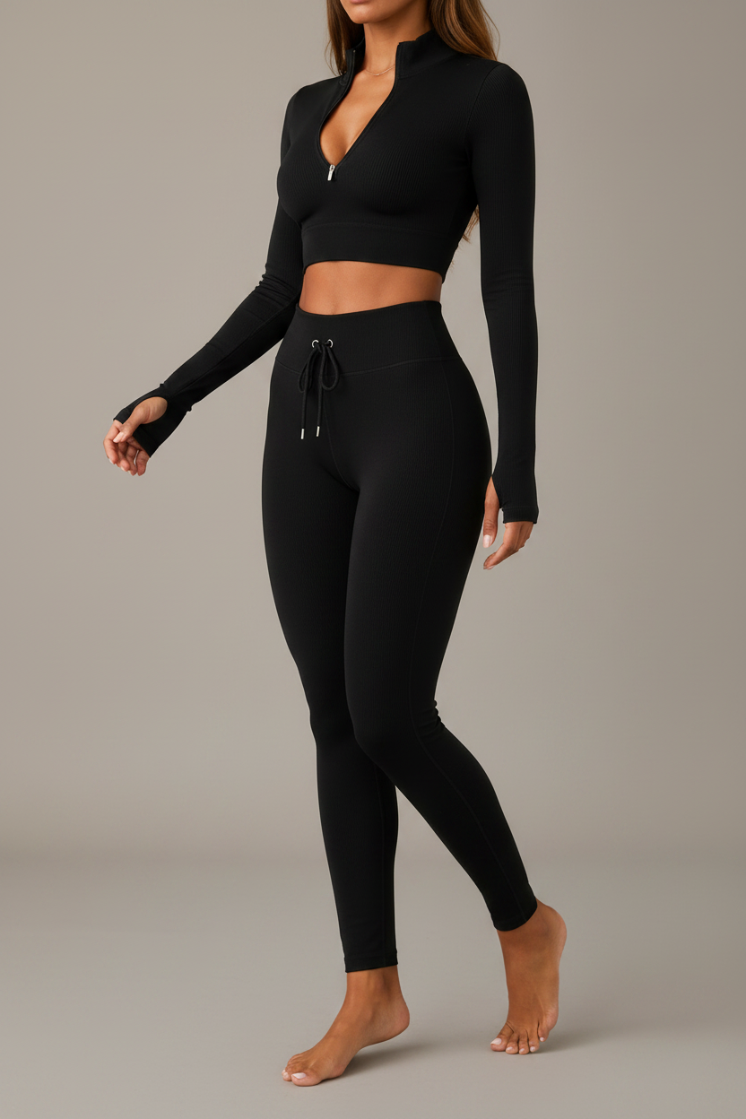 Women’s Zipper Yoga Tracksuit Set Long Sleeve Activewear
