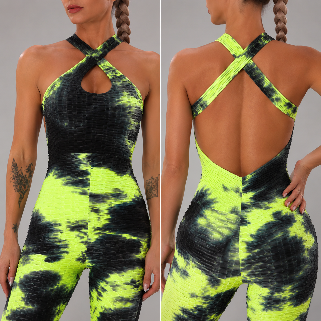 Women’s Backless Printed Yoga Jumpsuit Bodysuit