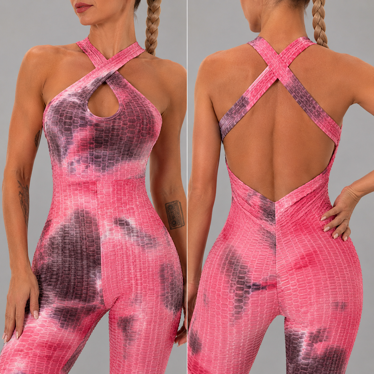 Women’s Backless Printed Yoga Jumpsuit Bodysuit