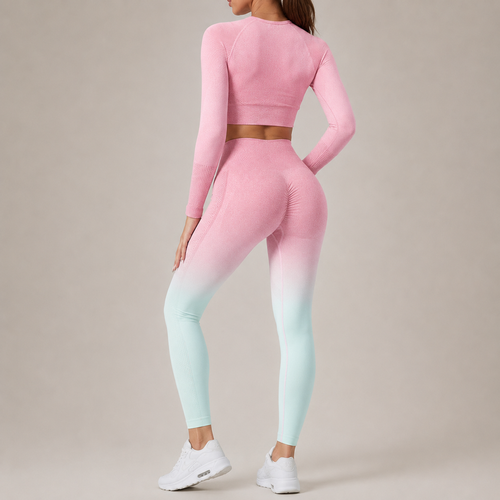 Women’s Seamless Gradient Yoga Set Long Sleeve & Leggings