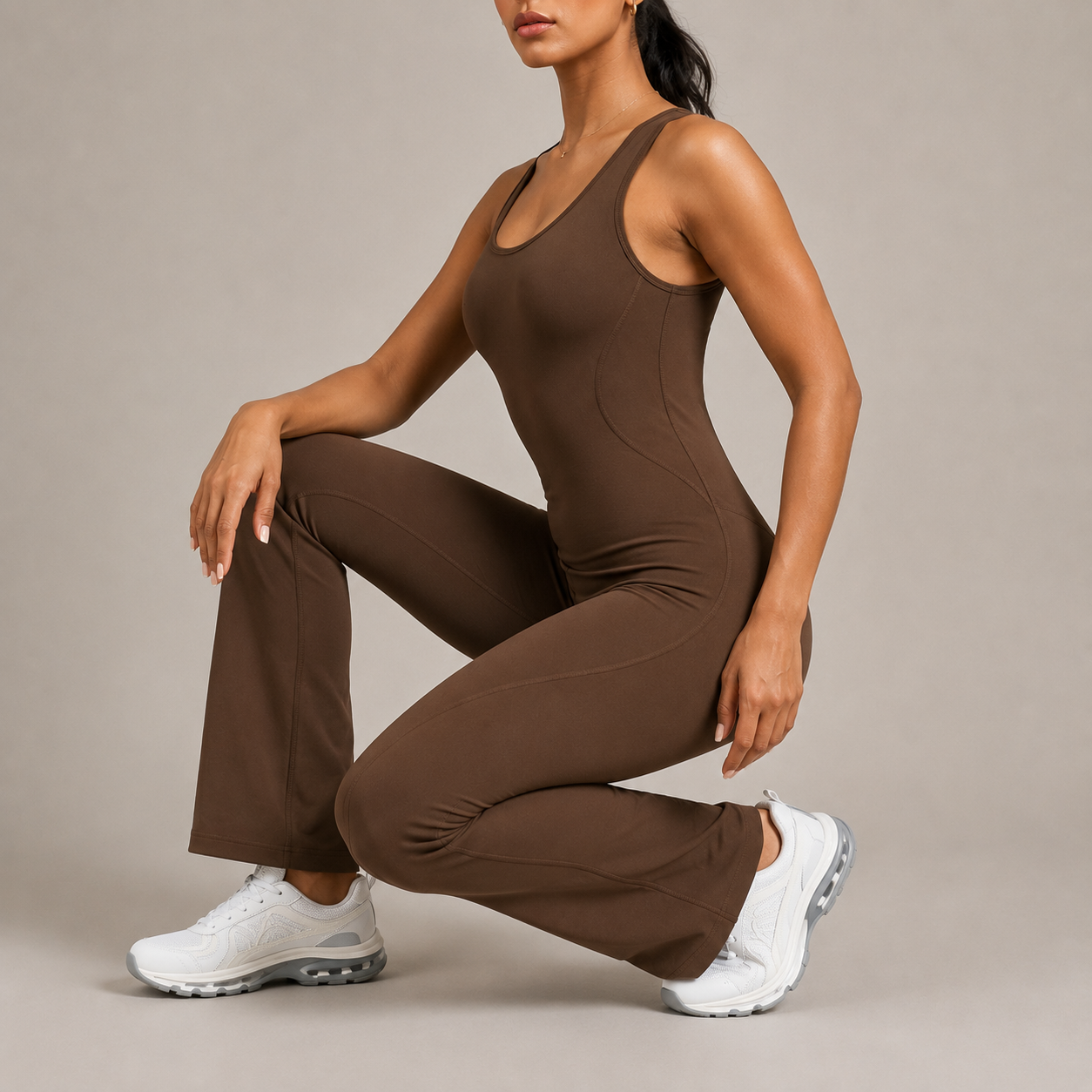 Horn yoga jumpsuit beautiful back elastic body shaping fitness suit tight fitting vest sportswear for women