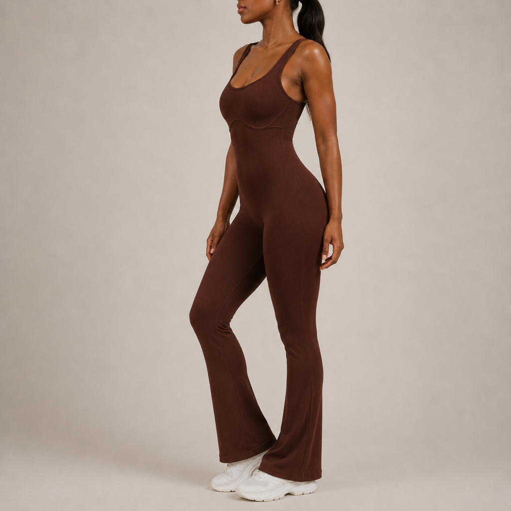 Scoop Neck Wide Strap Active Jumpsuit