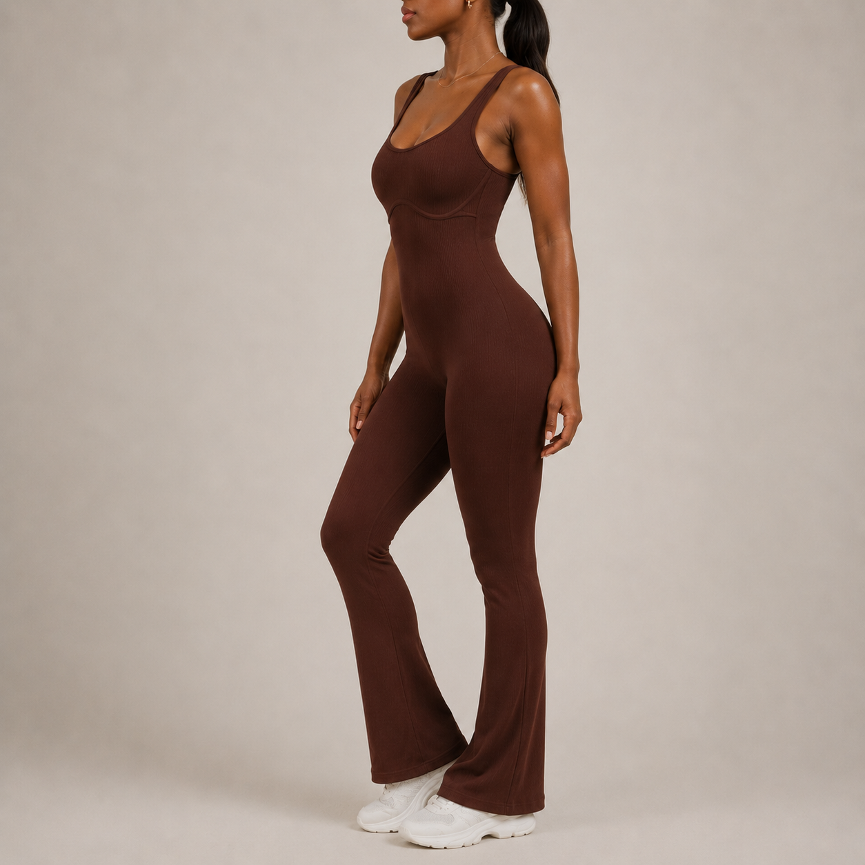 Scoop Neck Wide Strap Active Jumpsuit