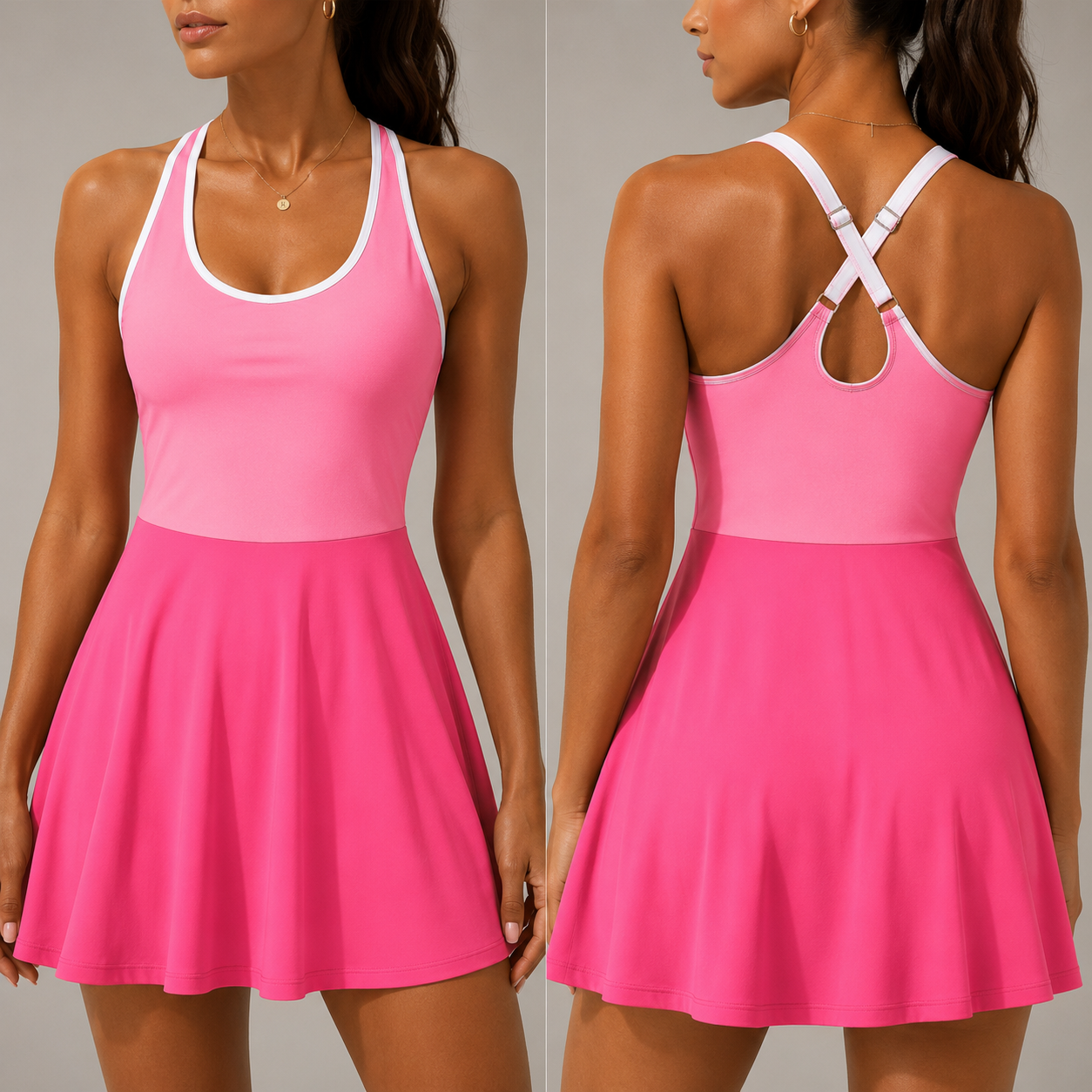 Women’s Sleeveless Golf Tennis Dress – Solid Splice