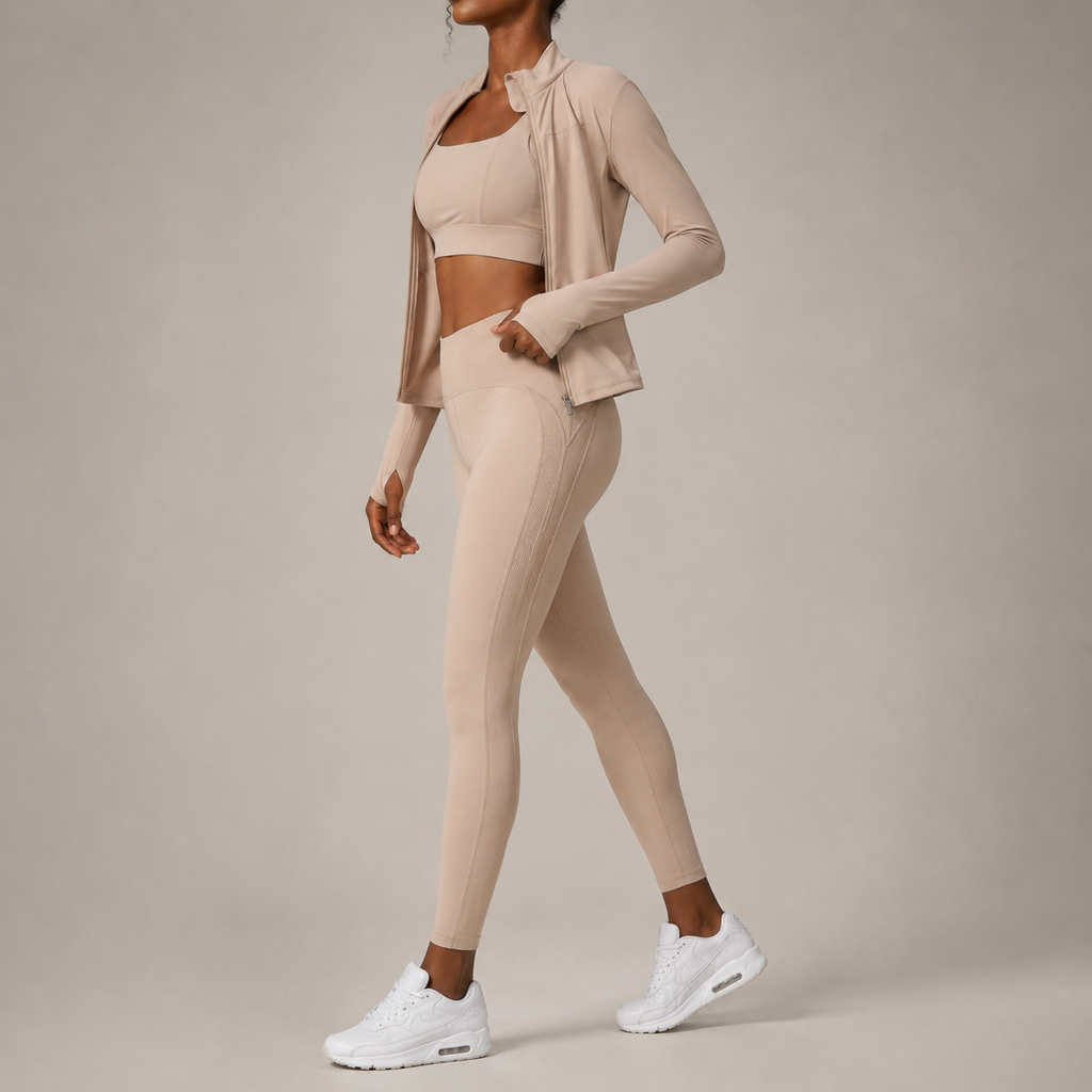 Women’s 3-Piece Yoga Outfit Set – Quick-Dry Nylon