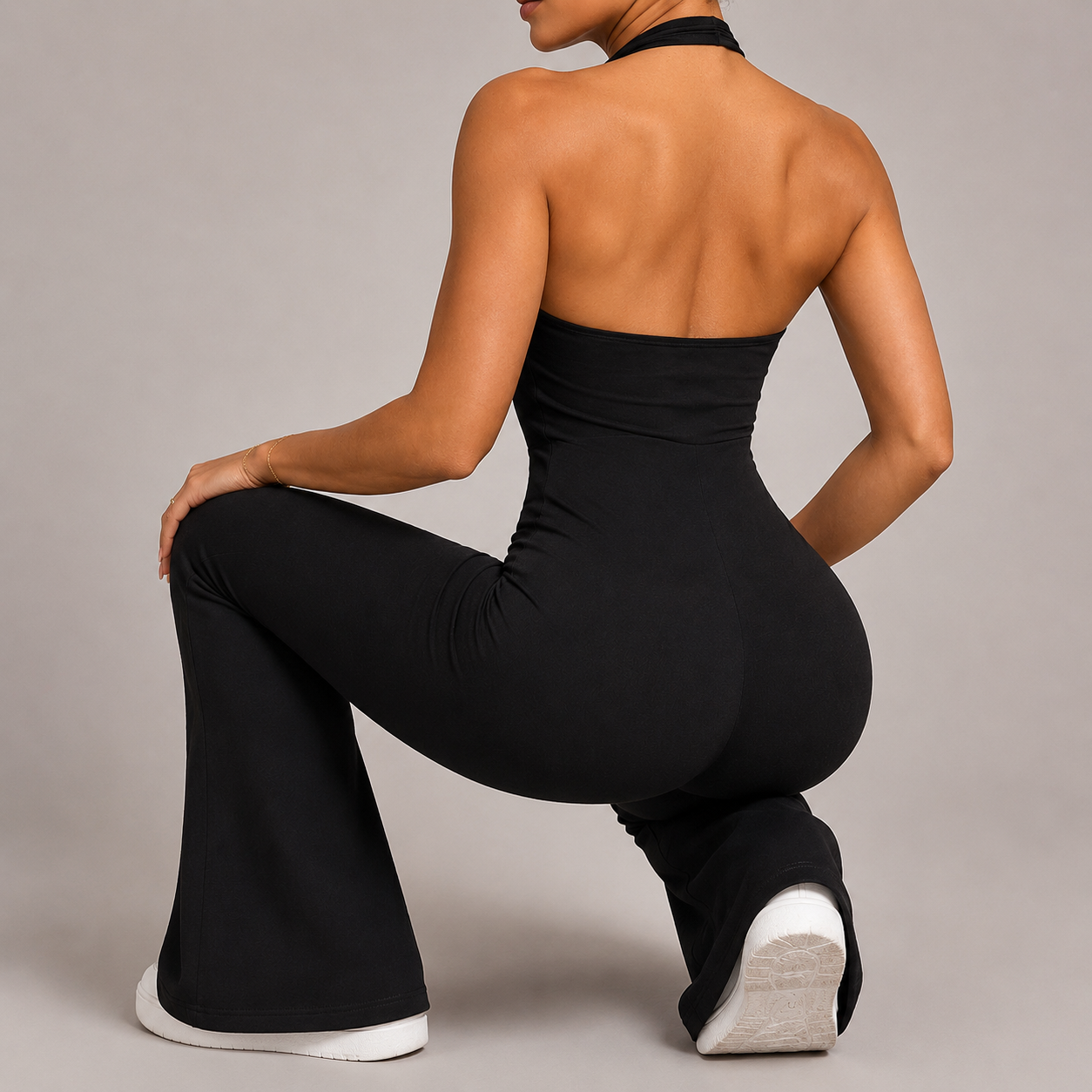 Women’s Hollow Back V-Neck Slim Jumpsuit