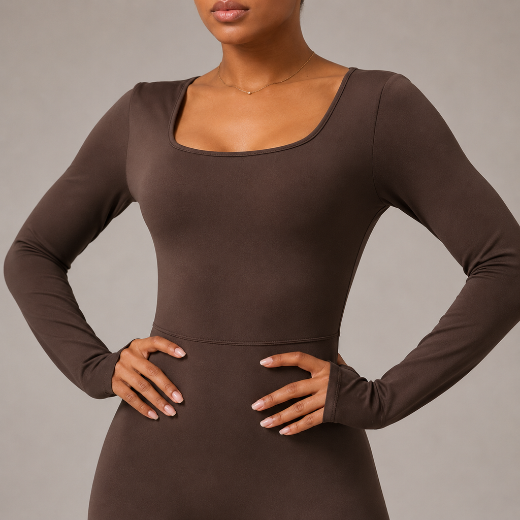 Twist Front Backless Long Sleeve Jumpsuit
