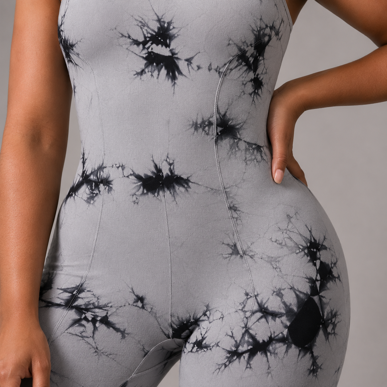 Tie-Dye Crisscross Back Active Jumpsuit
