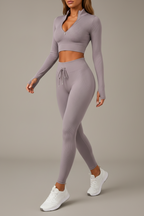 Women’s Zipper Yoga Tracksuit Set Long Sleeve Activewear