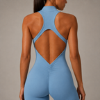 Women’s Zip Front Yoga Jumpsuit With Open Back