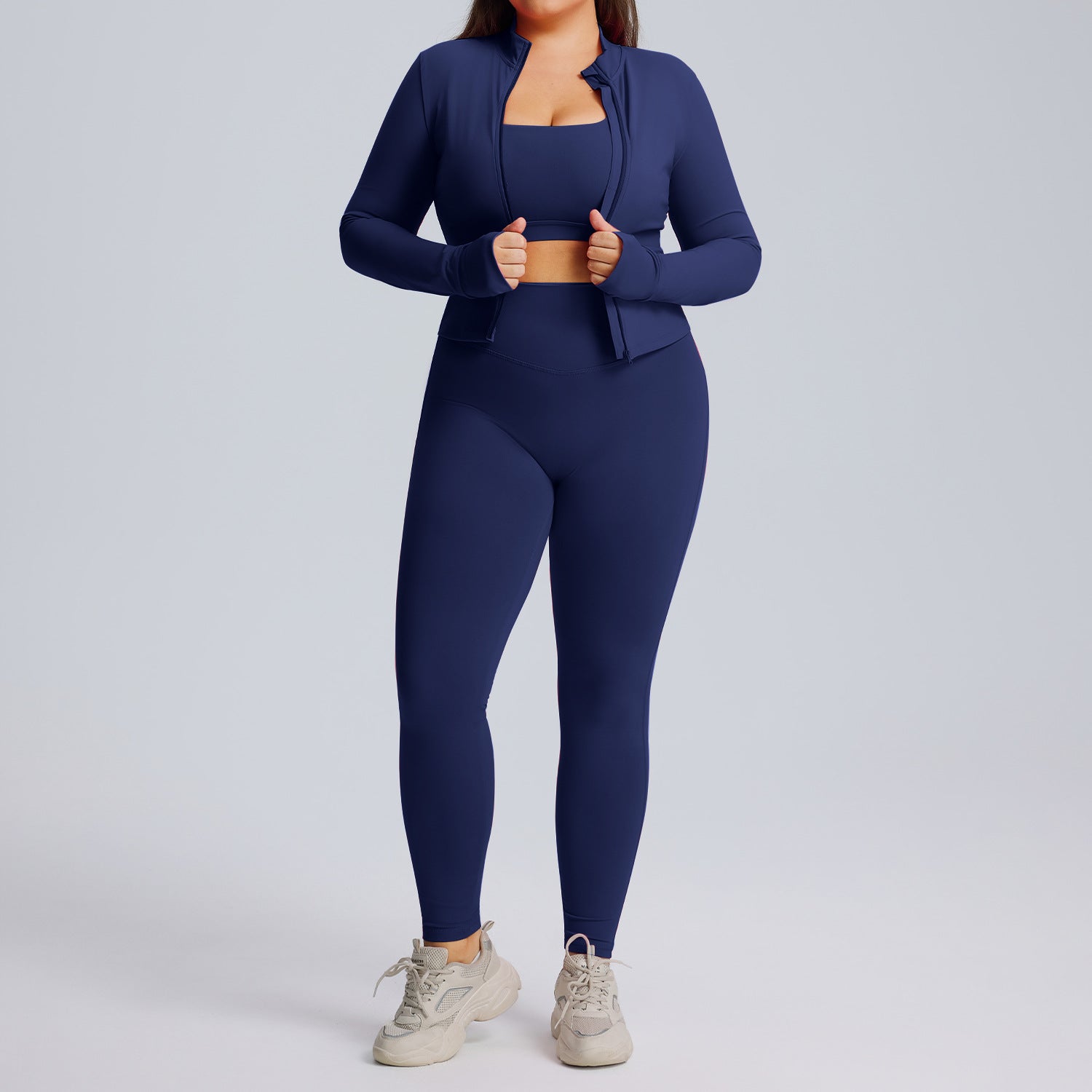 Women’s 3-Piece Yoga Set With Long-Sleeve Jacket