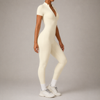 Half Zip Short Sleeve Active Jumpsuit – High Stretch