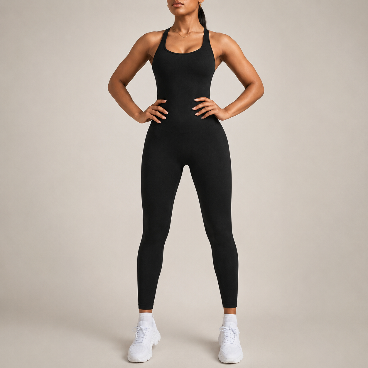 Crisscross Back Sleeveless Active Workout Jumpsuit