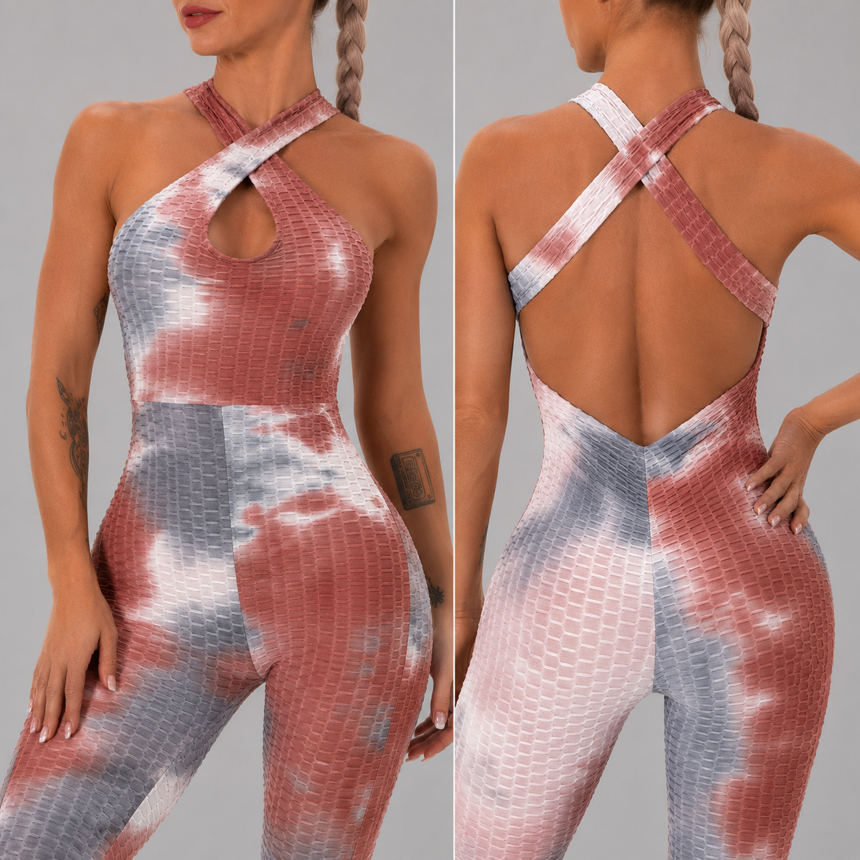 Women’s Backless Printed Yoga Jumpsuit Bodysuit