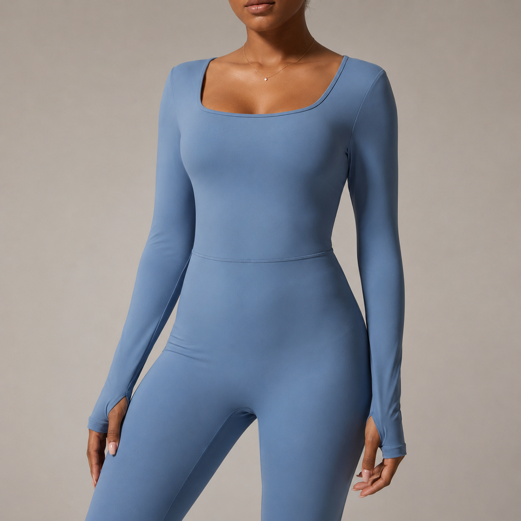 Twist Front Backless Long Sleeve Jumpsuit