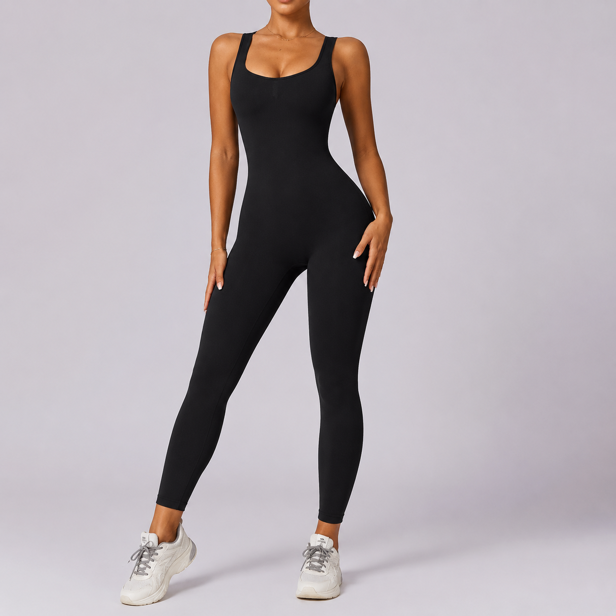 Women’s Cutout Wide Strap Active Jumpsuit