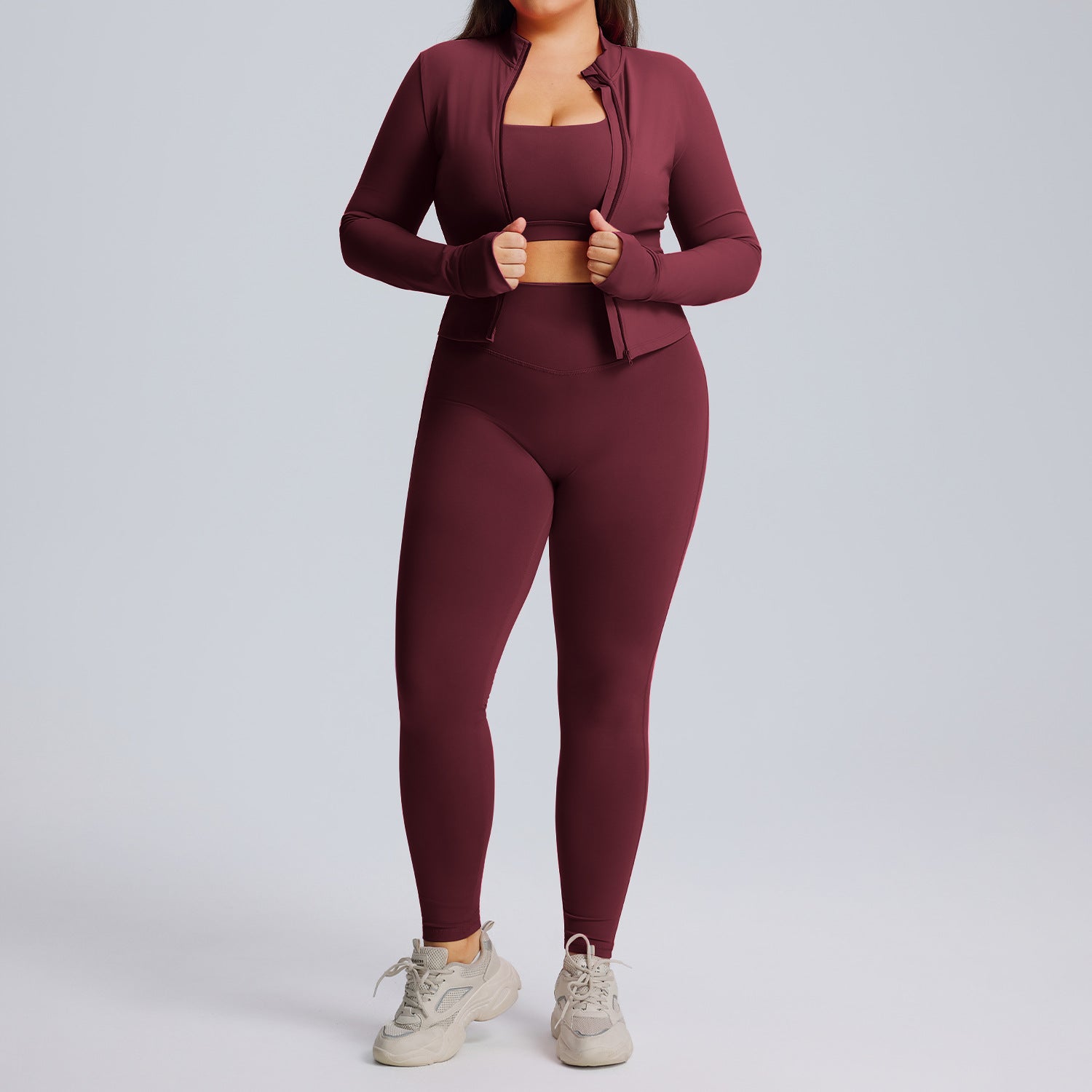 Women’s 3-Piece Yoga Set With Long-Sleeve Jacket