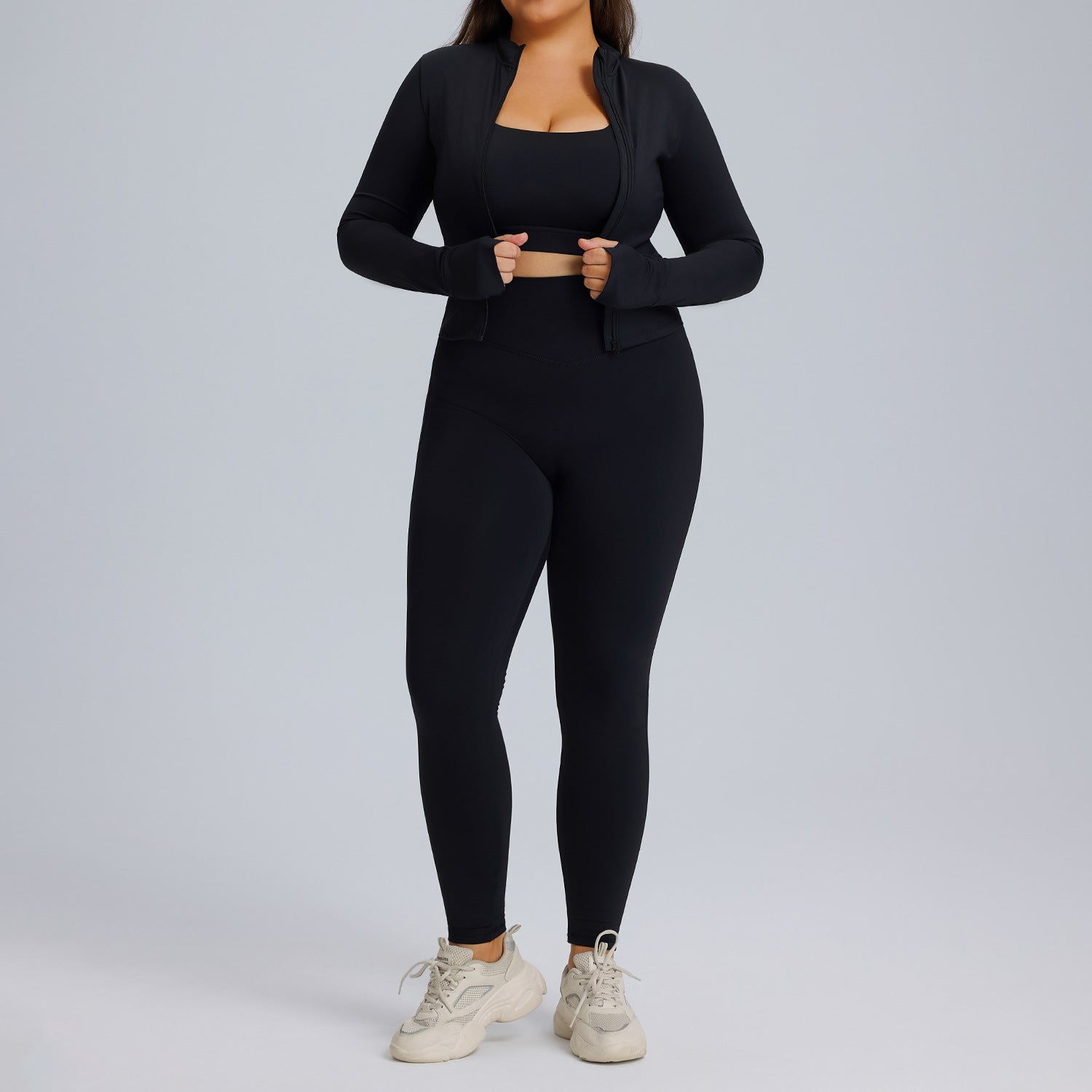 Women’s 3-Piece Yoga Set With Long-Sleeve Jacket