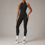 Women’s Zip Front Yoga Jumpsuit With Open Back