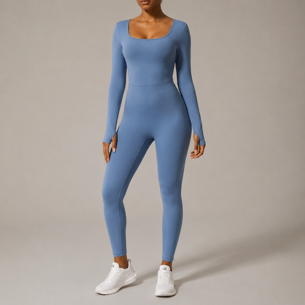 Twist Front Backless Long Sleeve Jumpsuit