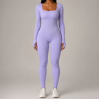 Women’s Square Neck Bodycon Jumpsuit – Stretch Slim Fit