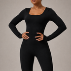 Twist Front Backless Long Sleeve Jumpsuit