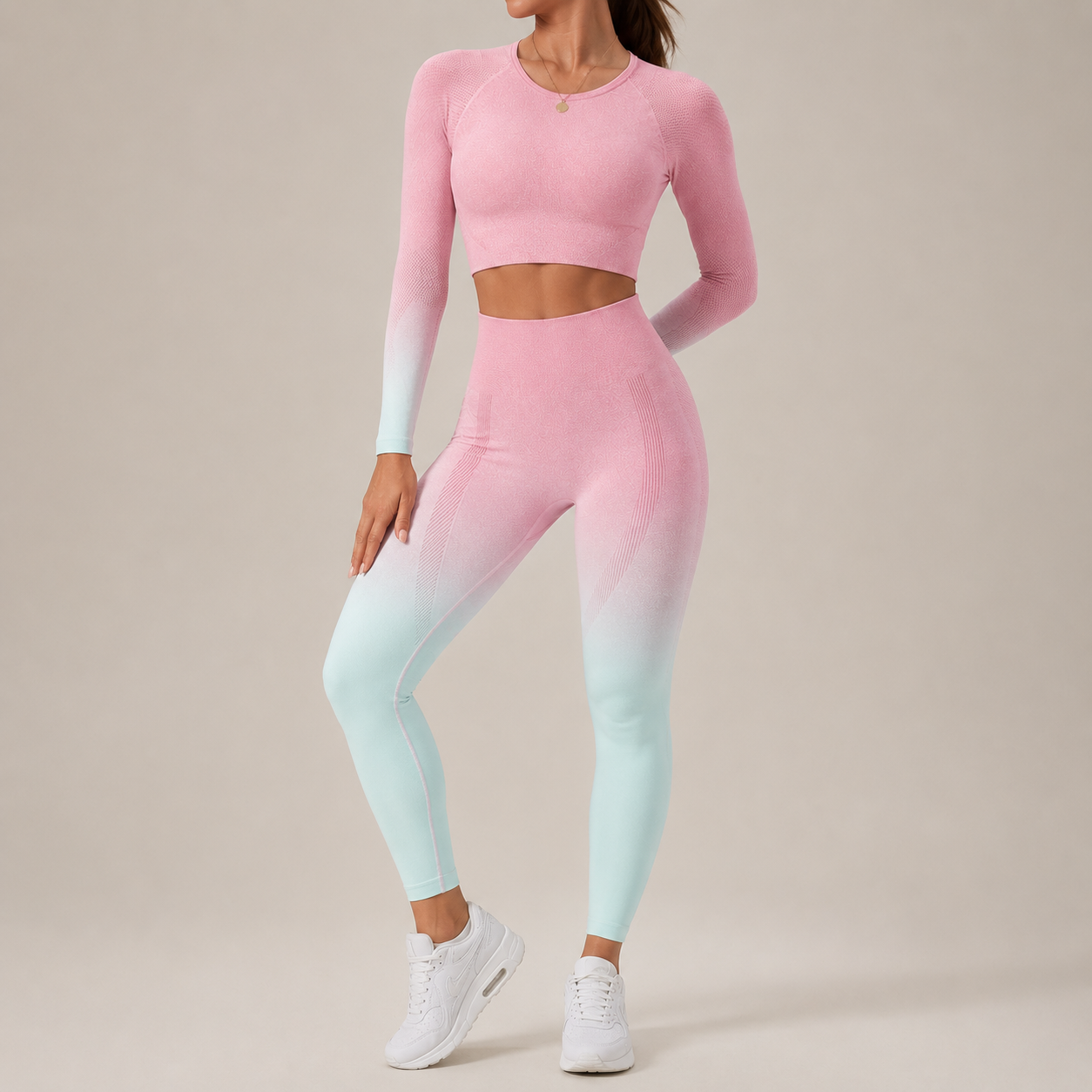 Women’s Seamless Gradient Yoga Set Long Sleeve & Leggings
