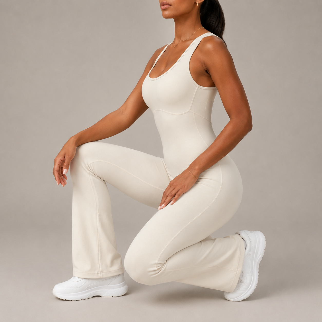 Horn yoga jumpsuit beautiful back elastic body shaping fitness suit tight fitting vest sportswear for women
