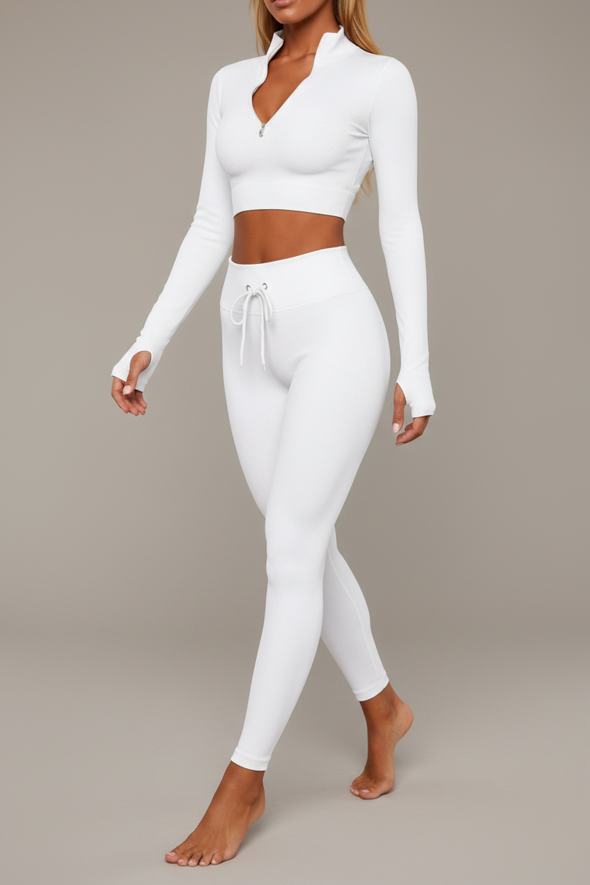 Women’s Zipper Yoga Tracksuit Set Long Sleeve Activewear