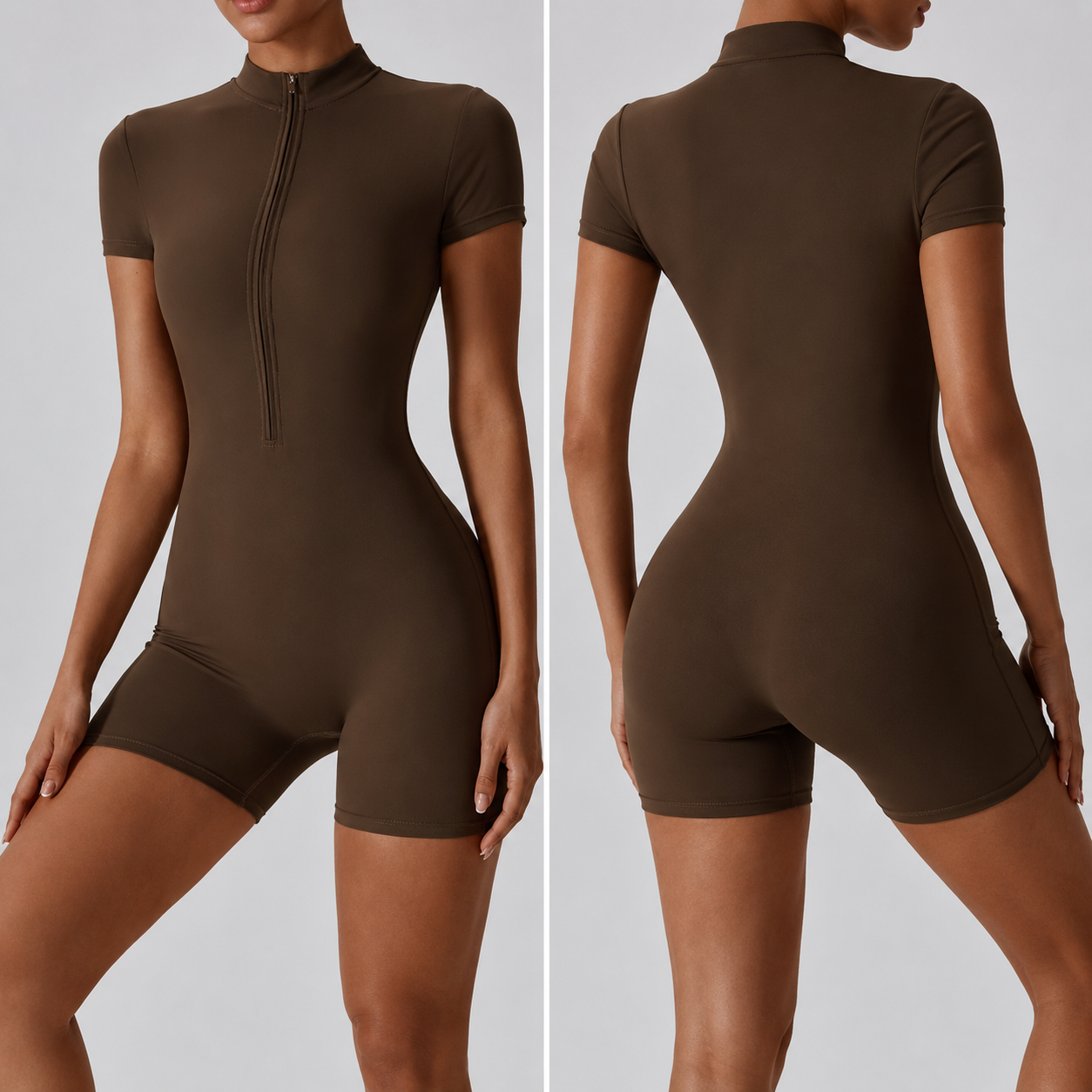 Women’s Zip Front Yoga Jumpsuit Moisture-Wicking One-Piece