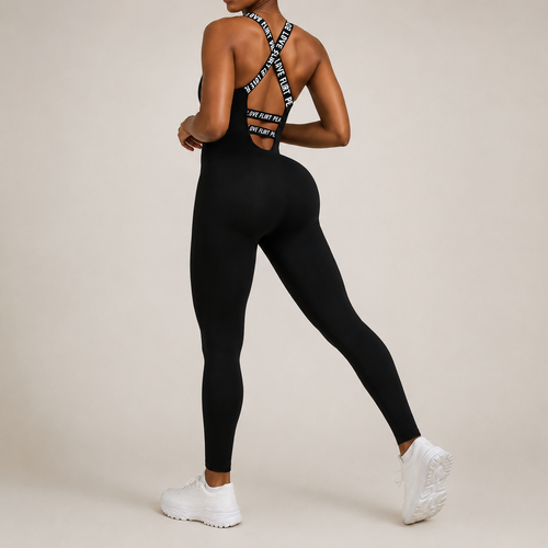 Crisscross Back Sleeveless Active Workout Jumpsuit