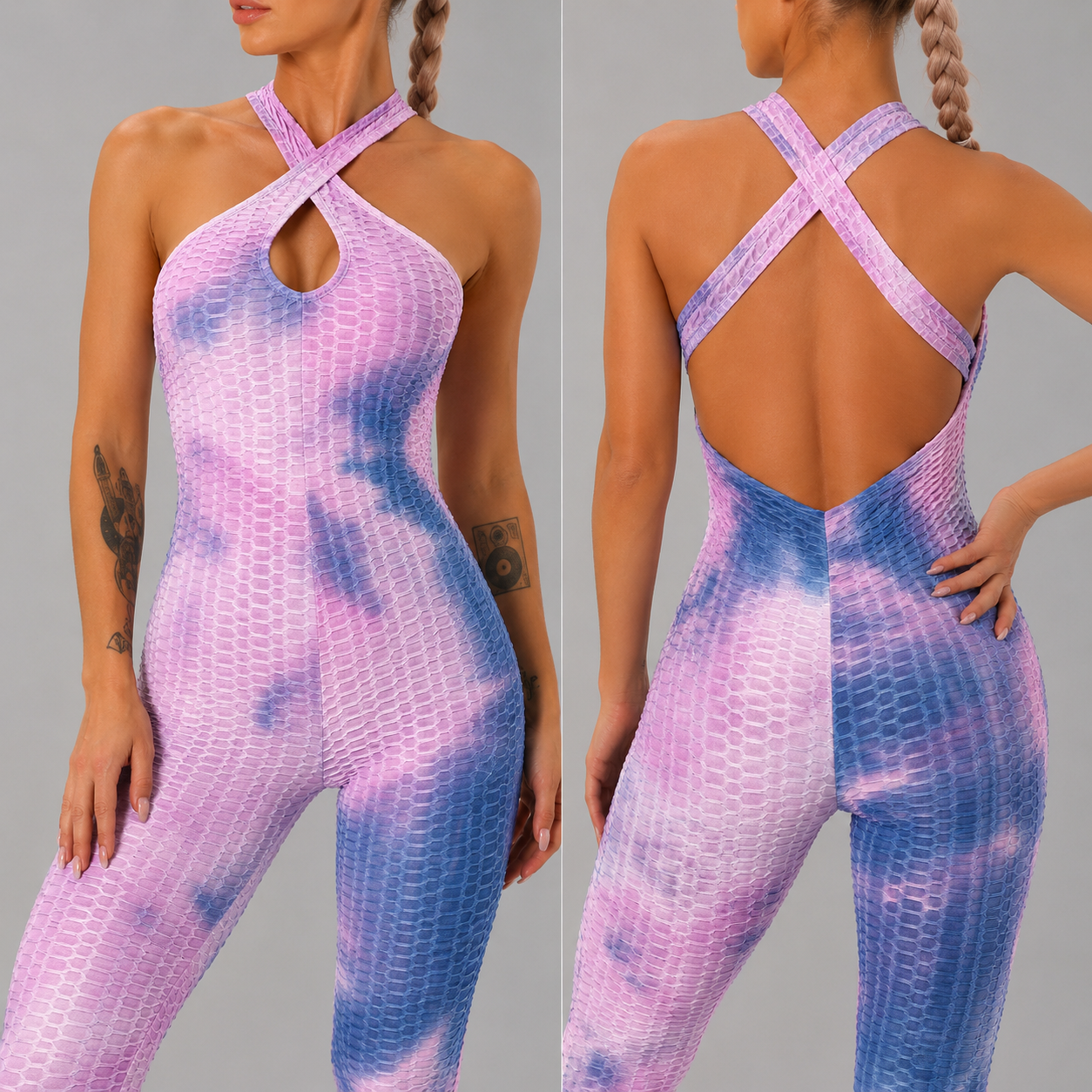 Women’s Backless Printed Yoga Jumpsuit Bodysuit