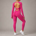 Twist Front Backless Long Sleeve Jumpsuit