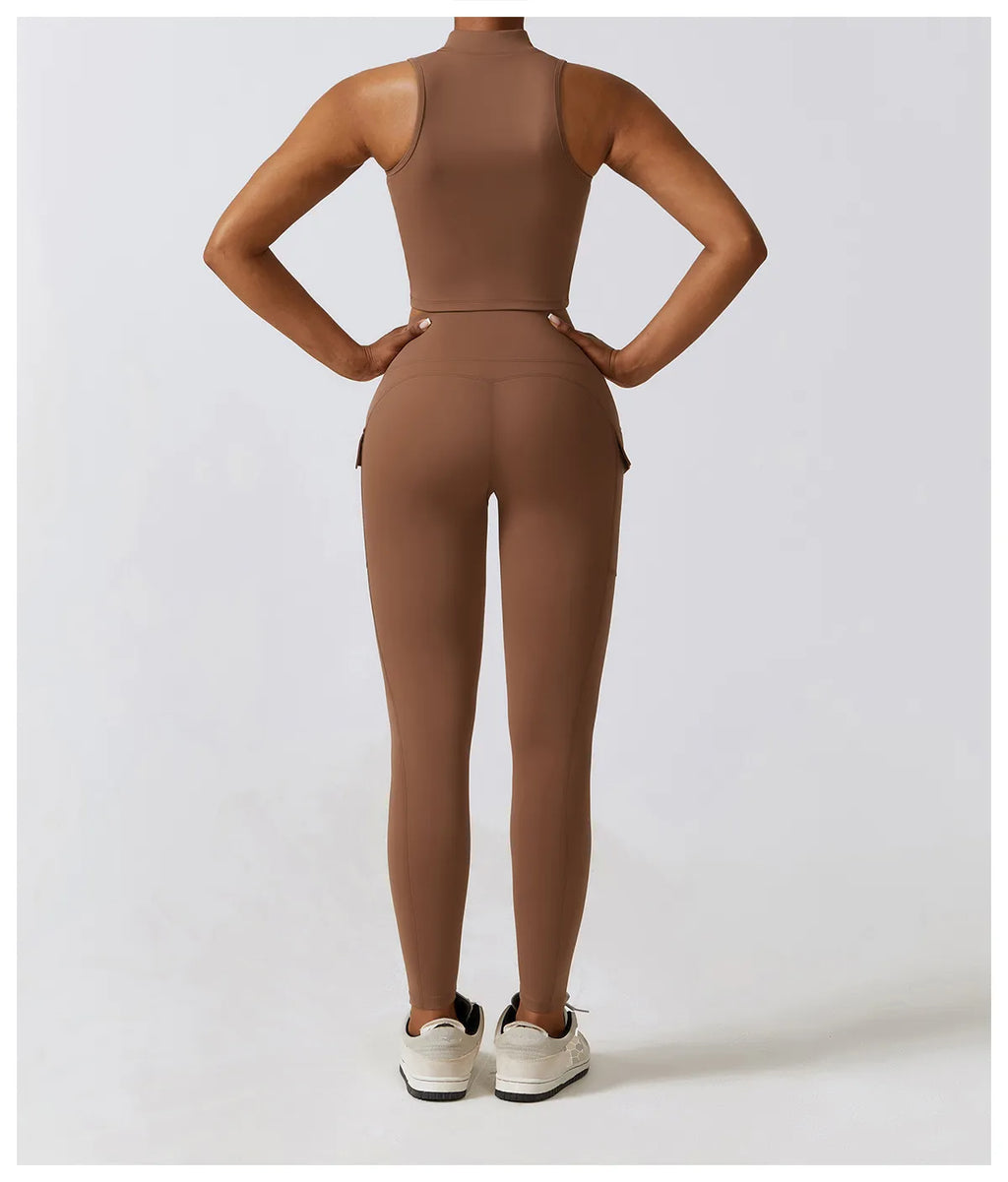 2PCS Women Tracksuit Yoga Set Workout Sportswear Gym Clothes Athletic Wear Fitness Bra High Waist Leggings Push Up Sports Suit