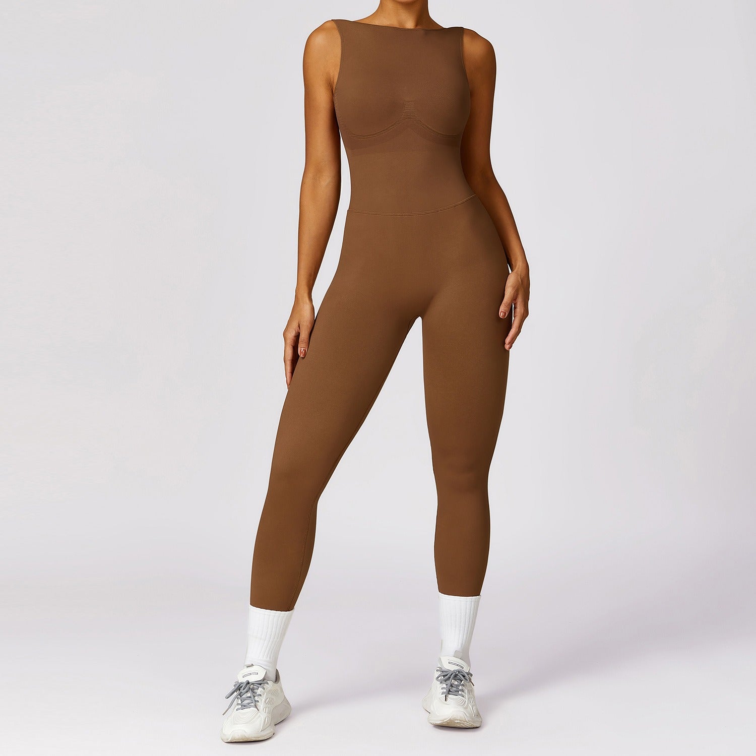Seamless Backless Yoga Jumpsuit With Sculpting Fit