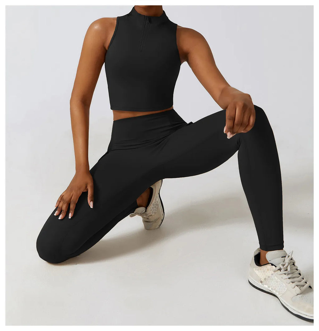 2PCS Women Tracksuit Yoga Set Workout Sportswear Gym Clothes Athletic Wear Fitness Bra High Waist Leggings Push Up Sports Suit