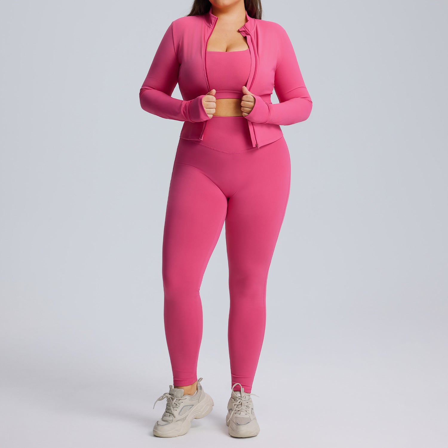 Women’s 3-Piece Yoga Set With Long-Sleeve Jacket