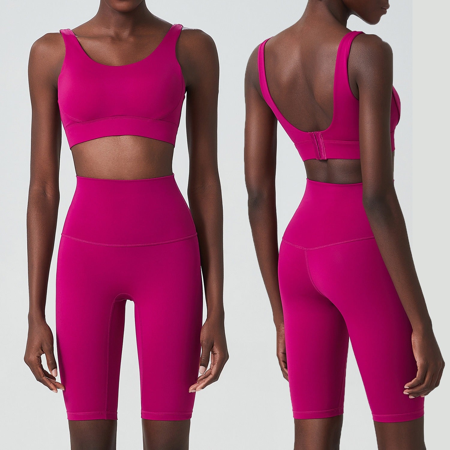Breathing Cup Deep U Back Sports Bra Shorts Set Cross-Border Yoga Wear Set Women's Large Size Fitness Wear Two-piece Set