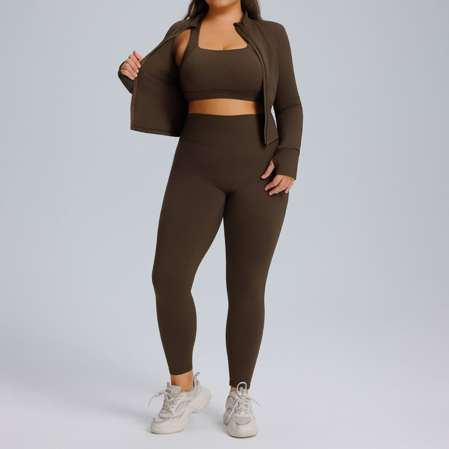 Women’s 3-Piece Yoga Set With Long-Sleeve Jacket