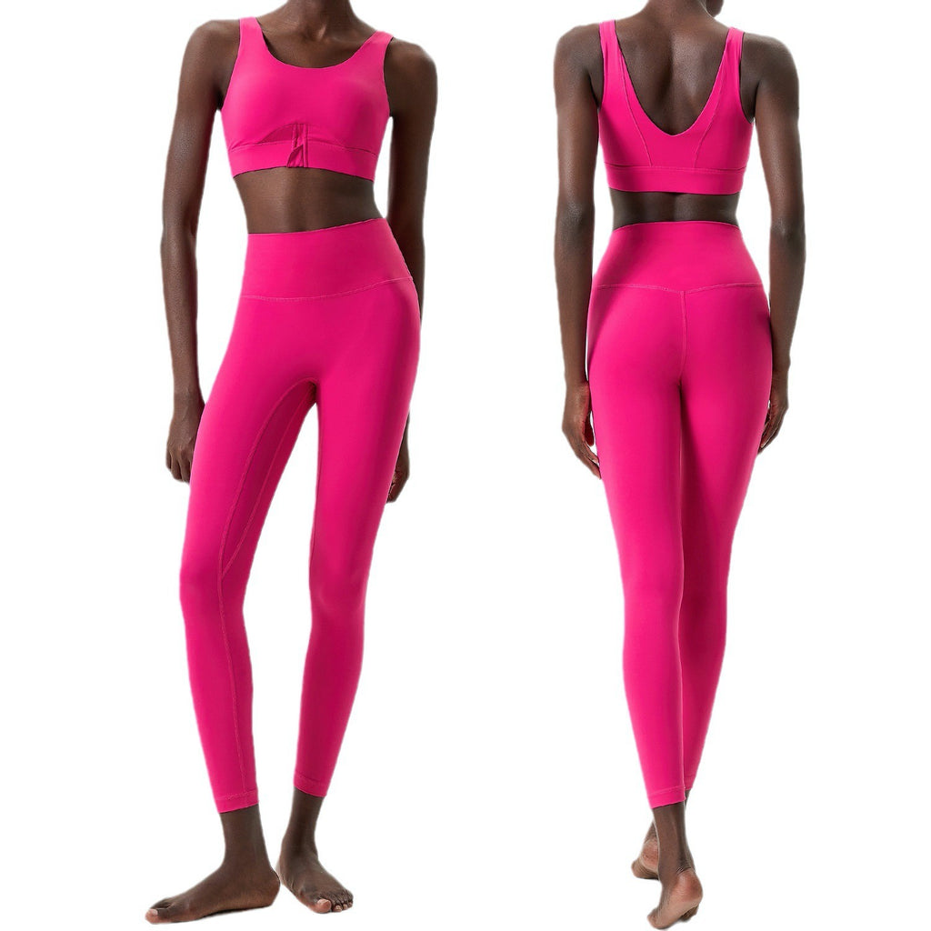 Cross-border zippered yoga clothing set for women, elastic large size running sports fitness clothing two-piece set Lycra quick-