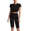 Threaded Yoga Suit Sportswear Summer Short-Sleeved Shorts Bra Tight-Fitting Clothes