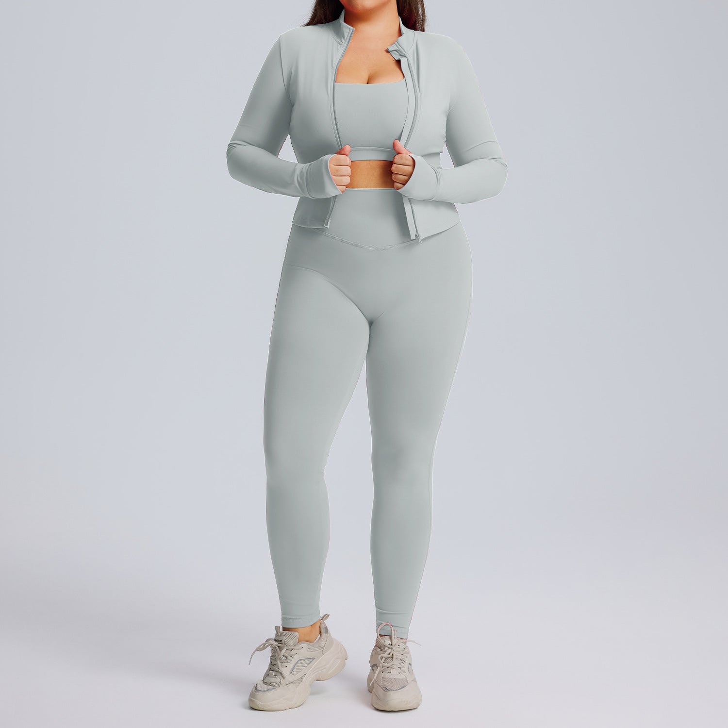 Women’s 3-Piece Yoga Set With Long-Sleeve Jacket