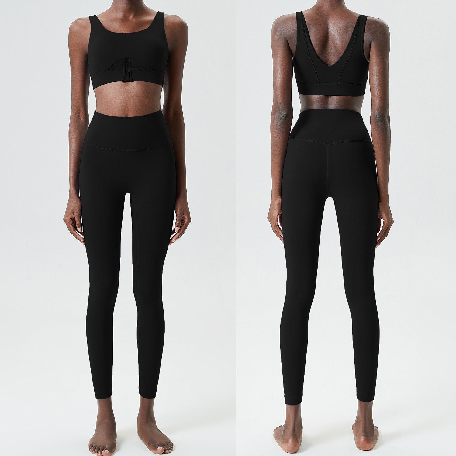 Cross-border zippered yoga clothing set for women, elastic large size running sports fitness clothing two-piece set Lycra quick-
