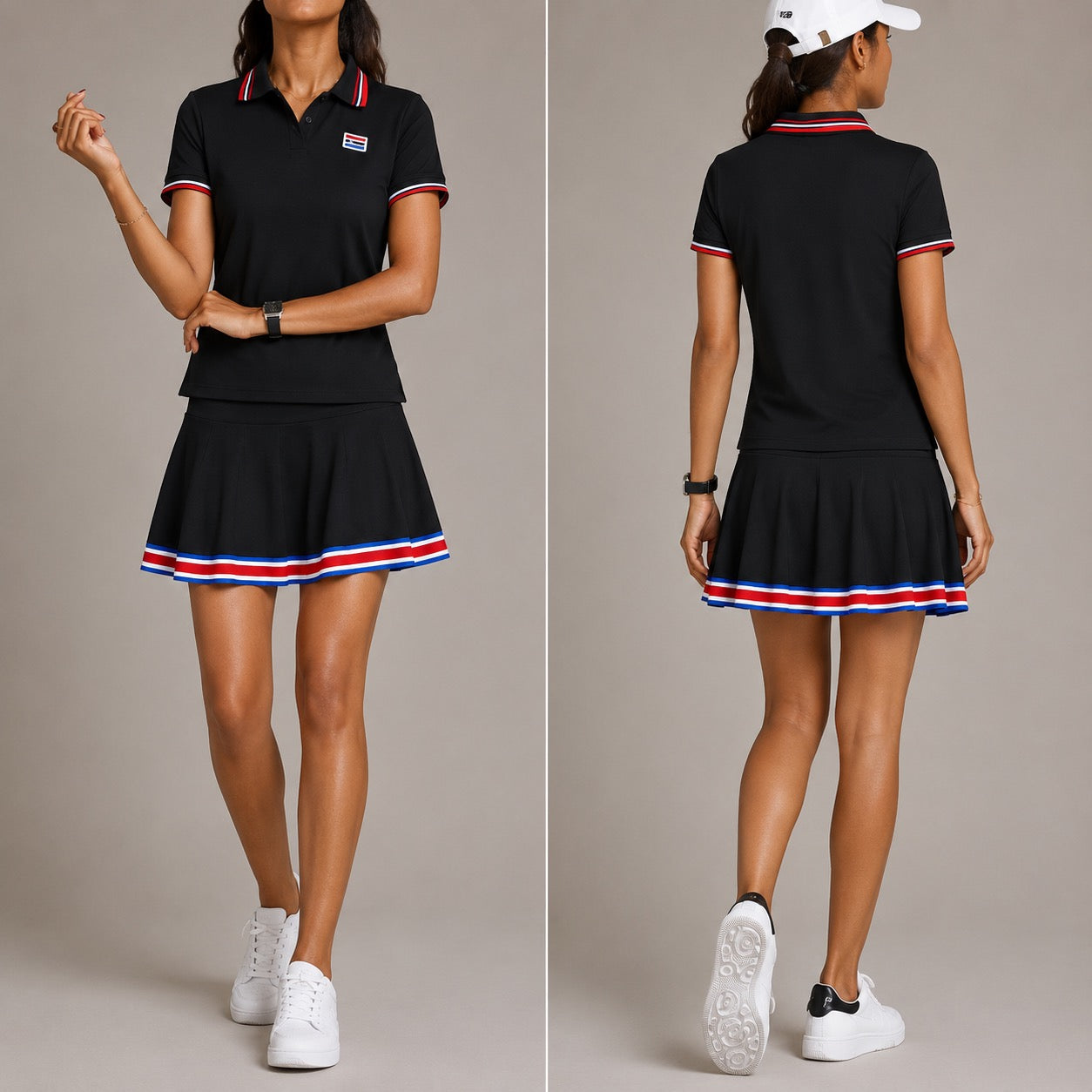 Women’s Two-Piece Sports Skirt Set – Breathable Cotton
