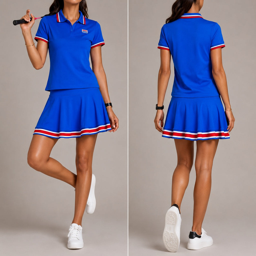 Women’s Two-Piece Sports Skirt Set – Breathable Cotton