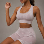 Seamless Striped Yoga Sports Bra And Shorts Set