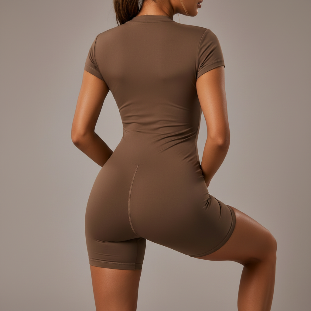 Half Zip Short Sleeve Active Romper