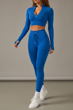 Women’s Zipper Yoga Tracksuit Set Long Sleeve Activewear