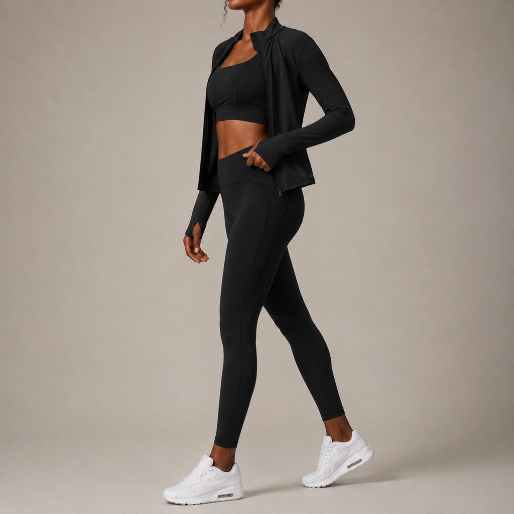 Women’s 3-Piece Yoga Outfit Set – Quick-Dry Nylon
